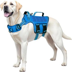 Dog Harness for Large Dogs Heavy Duty, No Pull Tactical Dog Harness with Molle System, Easy On and Off Service Dog Vest, Breathable Padded, Adjustable Reflective Pet Vest for Walking Hiking Training,  L(Neck:18-24",Chest:25-36"),45-80 lbs, Blue