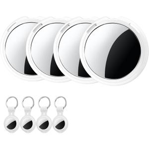 4-Pack Smart Tracker Tags [Apple MFi Certified] Bluetooth Tracker Tags Item Finder Works with Apple Find My (iOS Only) Worldwide Tracking Waterproof Key Finder Locator for Luggage Wallet Pets Dogs