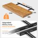Fun Memories Floating Shelves for Wall Set of 2, Rustic Solid Elm Wood Wall Shelves 24 Inch - Invisible Bracket Mount for Living Room, Bathroom, Bedroom, Kitchen, Natural