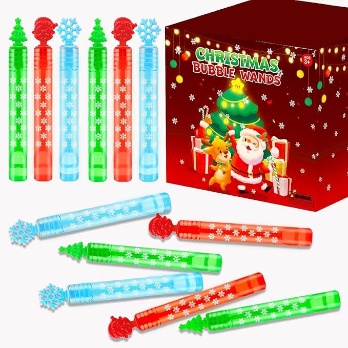 Bulk Winter Party Favors Toys Gifts for Kids 64 Pack,Holiday Mini Bubble Wands Non Candy Treats Trinkets Goodie Bag Stocking Stuffers Fillers for Toddlers,Christmas Classroom Prizes Games for Students