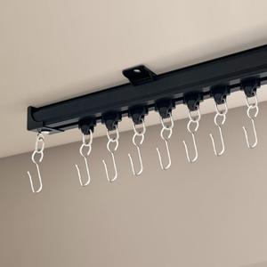 Ceiling Curtain Track, Curtain Track Ceiling Mount, Room Divider Curtain Rod or Wall with Rolling Hooks, Ceiling Shower Curtain Tracks Perfect for Privacy in Open Rooms 6ft, Black)