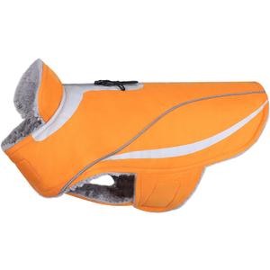 VIVAGLORY Cozy Fleece Lined Lightweight Dog Coat for Late Autumn and Early Winter, Water Resistant Vest for Walking Training, Medium Dogs, Orange (M(Chest: 22-26", Neck: ~15"))
