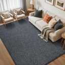 FinRec 5x7 Washable Area Rugs for Bedroom Living Room, Low Pile Thin Rug Solid Color, Non-Slip Carpet Indoor for Home Decor (Grey)