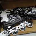 Kuxuan Boys Adjustable Inline Skates with Light up Wheels, Fun Illuminating Skates for Kids Girls Youth (Large(Kids 3-6 US), Black Came)