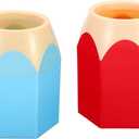 PATIKIL Pencil Holder, 2 Pack Pen Holder for Desk Cute Plastic Pencil Holder for Desk Pencil Holders Cup Organizer Pencil Shape, Blue Red
