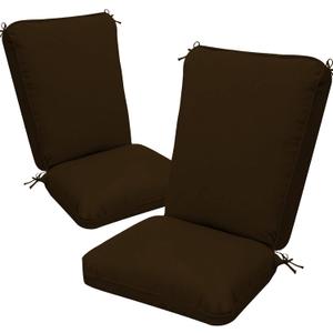 2 Pack Adirondack Chair Cushions, Waterproof & Fade-Resistant Outdoor Rocking Chair Cushion Set, Removable Seat Pads with Ties for High Back Dining or Patio Chairs, Brown
