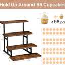 Cupcake Stand for 50 Cupcakes 4 Tiered Tray Stand for Food Cookie Wooden Dessert Display Risers for Party Wedding Buffet Stepped Risers Display Stands for Vendor Farmers Market Display, Brown