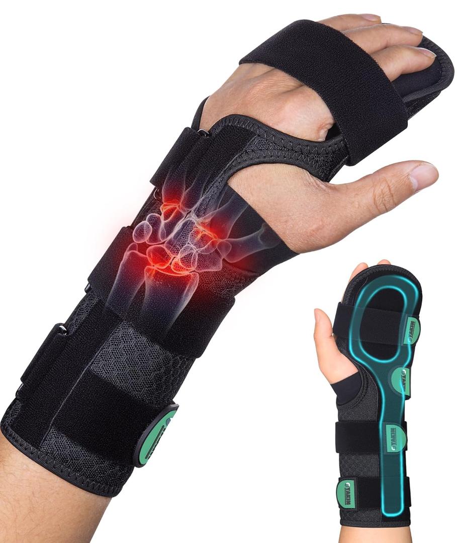 Resting Hand Splint for Stroke Recovery & Carpal Tunnel Relief - Night Immobilizer with Removable Splints, Arthritis & Tendonitis - Adjustable Wrist Support Brace Left Hand for Men & Women (One Size)