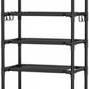 VTRIN 10 Tiers Tall Shoe Rack Holds 20-25 Pairs of Shoes Sturdy Vertical Shoe Organizer with 18pcs Hooks Stackable Narrow Shoe Rack for Closet, Entryway Black