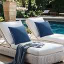 MIULEE Pack of 2 Outdoor Waterproof Pillow Covers Decorative Farmhouse Throw Pillow Covers Square Solid Color Couch Cushion Covers for Patio Tent Bed Sofa Living Room 18x18 Inch Navy Blue