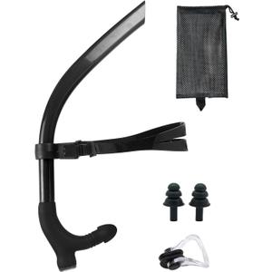 Snorkel Swim Training Practice Freestyle Learn to Swim for Pool Swimming and Open Water Snorkeling (Black)