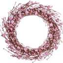 J'FLORU Valentines Day Wreaths for Front Door 20 Inch Valentines Day Wreath Valentines Wreath with Cute Hearts and Berries Valentines Day Gifts Anniversary Wedding Decorations (Pink)
