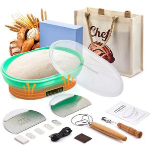 Banneton Bread Proofing Basket 4L Oval Foldable | Heating Silicone Sourdough Starter Kit with Digital Panel | Sourdough Bread Baking Supplies&Baker Gift