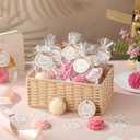 Demissle 20 Sets Baby Shower Favors Handmade Rose Flower Scented Soap Party Favors Gifts for Guests with Thank You Tags for Baby Bridal Shower Wedding Gender Reveal Party (Dark Pink)
