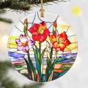 Christmas Ornaments, 2.8in Ceramic Birth Flower Ornament, Xmas Decor, Christmas Tree Ornaments, Xmas Decorations for Tree, Holiday Ornament, Birth Flower Gifts, Gift Ideas, Gifts for Women - Aug