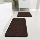 YIHOUSE Bathroom Rugs Mat Set 2 Piece Brown, Memory Foam Bath Mats Sets, Non Slip Water Absorbent Washable Bath Rugs for Sink, Toilet and Floor