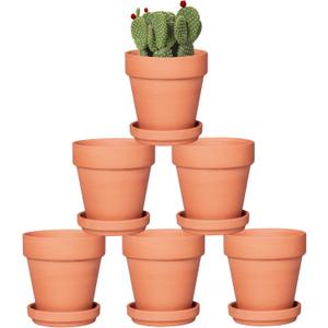 Orceler 4 Inch Terracotta Pots with Saucer - 6 Pack Small Clay Plant Pots with Drainage Holes, Flower Pots with Tray, Terra Cotta Pots for Indoor Outdoor Plants, Crafts, Wedding Favor