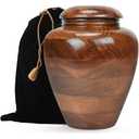 Cremation Urn for Ashes | Wooden Burial Funeral Urn for Human Ashes | Large Memorial Keepsake with Velvet Beg for Loved Ones Ashes (Walnut)