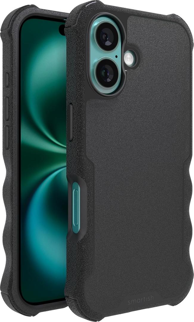 Smartish iPhone 16 Protective Magnetic Case - Gripzilla Compatible with MagSafe [Rugged + Tough] Heavy Duty Grip Armored Slim Cover w/Drop Tested Protection for Apple iPhone 16 - Black Tie Affair