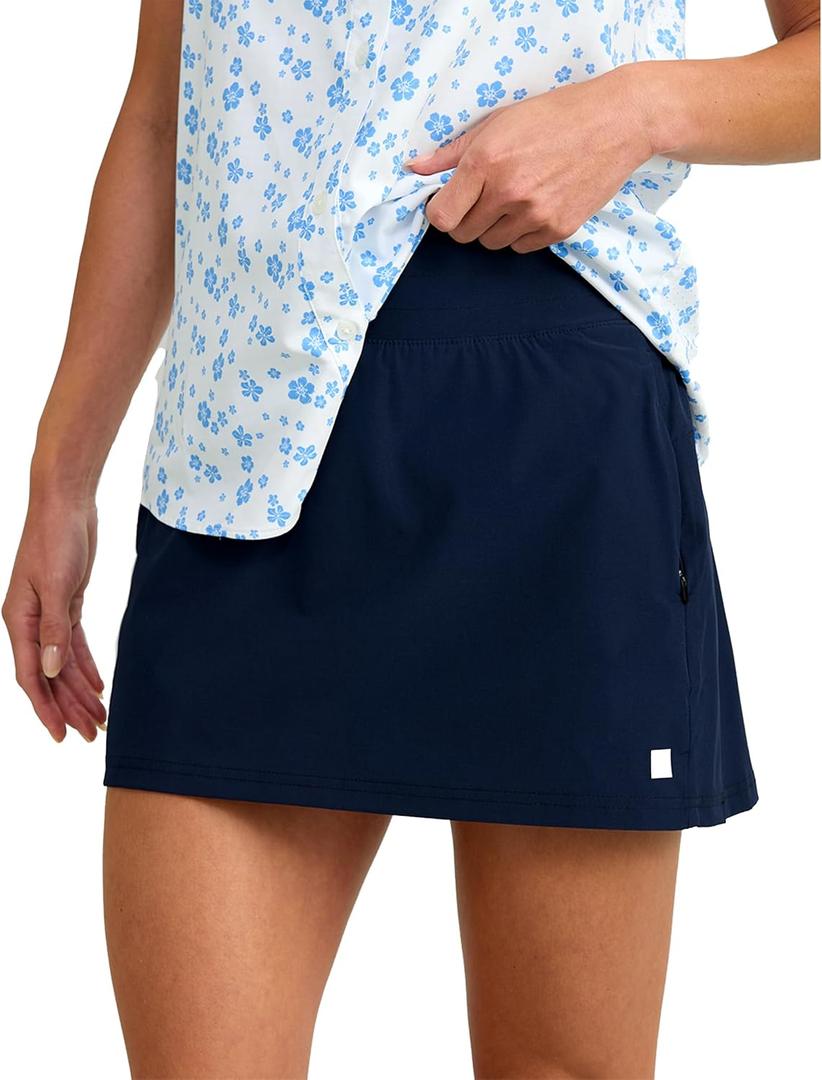 HUK Women's Tide Point Performance Skort +30 UPF Sun Protection Skirt (Blue, XS)