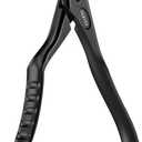 FERYES Ergonomic Non-Slip Long Handle Nail Clippers for Seniors, Unique Angled Head Curve Wide Jaw Opening Toenail Clipper with Catcher for Thick Toenails and Fingernails (Black (Large))