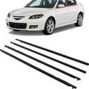 Window Molding Trim Seal Belt 4pcs Black Compatible with Mazda 3 BK Series Sedan Hatchback 2004-2009