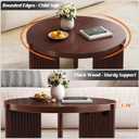 Round Coffee Table 27.5" Mid-Century Modern Fluted Living Room Center Table