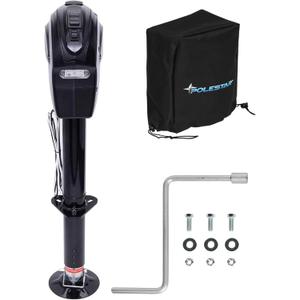 POLESTAR Electric Trailer Jack, 5000lbs Electric Power A-Frame Tongue Jack with Waterproof Protective Cover & LED Light for Travel Trailer Camper, RV, 12V DC with Hard Wiring, 9"-27" Lift