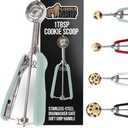 GORILLA GRIP BPA-Free 304 Stainless Steel Cookie Scoop, 1 TBSP Scooper #60, Soft Grip Handle, Easy Food Release, Create Even Portions, Multipurpose Kitchen Melon Baller, Meatball Spring Scoops, Mint
