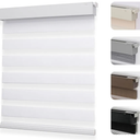 Joydeco No Drill Zebra Blinds for Windows, Cordless Day & Night Dual Sheer Roller Shades, Easy Installation, Free-Stop Lift System, Light Filtering Privacy Blinds for Home(White,34" W x 75" H)