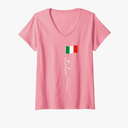 Womens Italy Signature Flag Pole - Elegant Patriotic Italian Flag V-Neck T-Shirt S