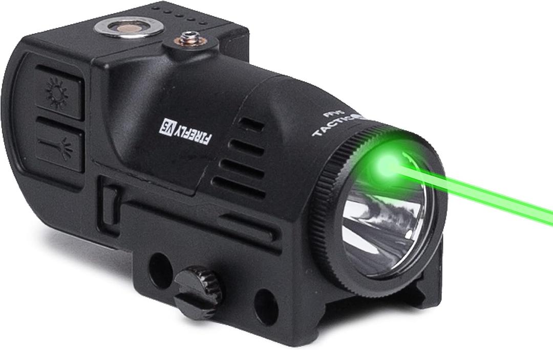 Firefly V5 Rechargeable Gun Light Laser Flashlight Pistol Combo | Combat Veteran Owned Company | 500 Lumens Tactical Flash Light with Laser for Handgun Rifle Shotgun (Green)