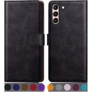 SUANPOT for Samsung Galaxy S21 6.2"(Non S21+) with RFID Blocking Leather Wallet case Credit Card Holder,Flip Folio Book Phone case Shockproof Cover Women Men for Samsung S21 case Wallet Black