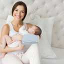 Baby Feeding Arm Pillow,Soft Cotton Bottle Nursing Arm Pillows for Newborn,Multifunctional Expandable,Portable and Washable,Ergonomic Nursing Essentials for Travel or Outdoor Use (Blue)