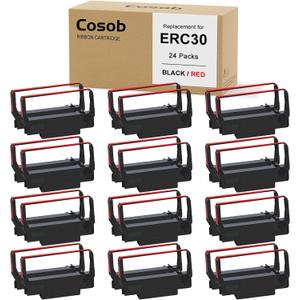 ERC30 Black and Red Ribbon Compatible with ERC30/34/38 Cartridges ERC38 B/R for TM-U220 M188B ERC 30 Printer Ribbons24 Pack