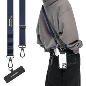 MAGEASY Universal Cell Phone Lanyard Crossbody - Anti-Theft Crossbody Phone Strap for iPhone 16 Pro Max & Most Smartphones, for Men & Women | 20mm (Midnight Blue)
