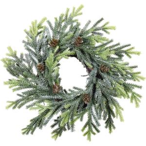 2 pcs Artificial Frosted Cedar and Pine Cone Candle Rings Christmas Candle Holder Rings Faux Cedar Twigs Wreath Mini Window Wreaths 11.8" Wide for Christmas Holiday Winter Season Decoration