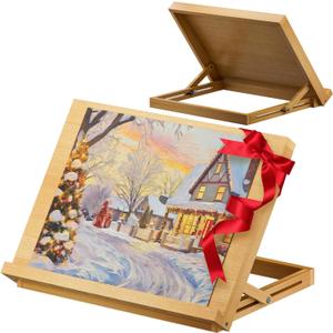 LUCYCAZ Tabletop Easel for Kids, Lightweight Art Easel for Painting, Beechwood Portable Easel Stand for Artists, Adjustable Angle Drawing and Sketching Board to Hold Book or Cookbook for Adults