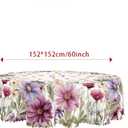 60 Inch Round Tablecloth, Floral Butterfly Waterproof Table Cover