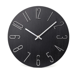jomparis Wall Clock 12" Silent Non-Ticking Modern Style Wooden Wall Clocks Decorative for Office Home Bedroom School (Black)