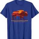 Yellowstone National Park Wyoming Buffalo Bison Sunset T-Shirt, Large