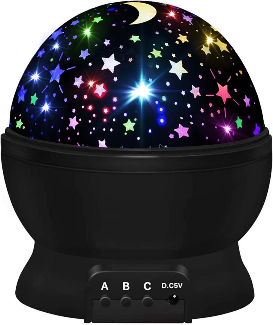 Night Light for Kids,Boys Toys for 3 4 5 6 7 8 Year Old Boys,Star Projector 360 Degree Rotation - 4 LED Bulbs 16 Light Color Changing with USB Cable,Lamp Ceiling Lights for Kids Bedroom (Black)