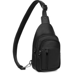 MASINTOR Sling Bag for Women - Crossbody Bags Fanny Pack with Vegan Leather - Adjustable Sling Backack for Travel (Pure Black)