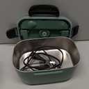 Vabaso Electric Lunch Box for Adults, 80W Heated Lunch Box Portable Food Warmer Lunch Box for Work/Men/Car/Truck with 1.5L 304 Stainless Steel Container Fork & Spoon, 110V/12V/24V (Dark Green)