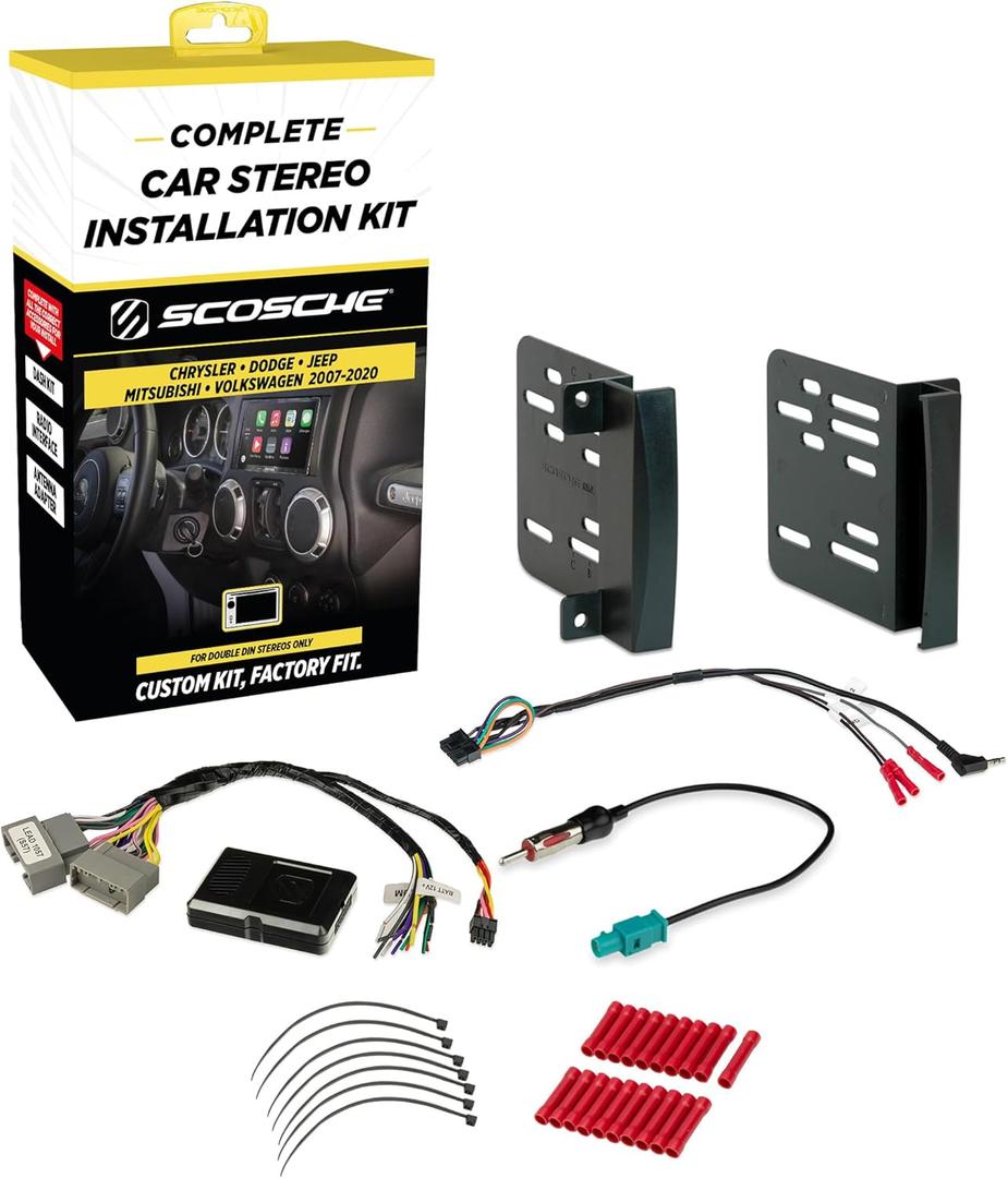 Scosche CR0714DDCS Double DIN Radio Install Dash Kit Compatible with Select 2007-19 Chrysler, Dodge or Jeep Vehicles - Complete Car Stereo Installation Kit - See Fit Guide in Images to Verify Vehicle