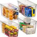 ClearSpace Modern Plastic Storage Bins with Lids Perfect Kitchen Organization or Pantry Fridge Organizer, 4 Pack, 12.5" x 6" x 7", 9L Capacity Each, BPA Free, Stackable
