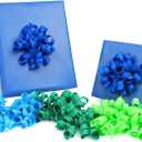 LaRibbon Blue and Green Bows - Curly Ribbon Gift Bows, Self Adhesive for Birthday Party, Gift Wrapping, Treat Bags - 8 Counts