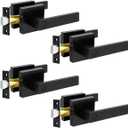 KAMOTA Privacy Door Levers, 4 Pack Matte Black Door Handles Bed and Bath Door Locks Interior Keyless Locksets, Left and Right Hand Reversible