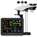 12-in-1 Wireless Weather Station Indoor Outdoor with Rain Gauge, Wind Speed, Forecast, Temp, Air Pressure, Humidity, Moon Phase, Alarm (No WiFi)
