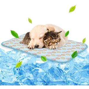 NWK Pet Cooling Mat -27.5’’ X 20’’ Ice Silk Cooling Mat for Dogs & Cats Portable & Washable Pet Cooling Blanket, Car Seats, Beds for Summer (Blue Toy, Medium)